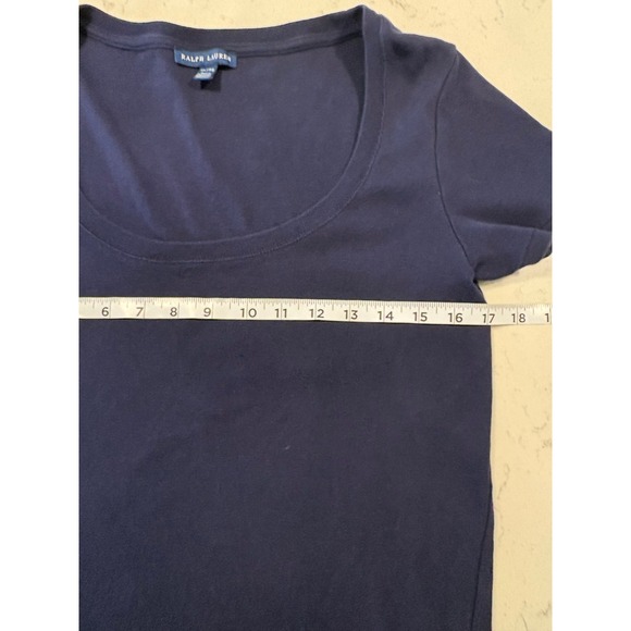 Ralph Lauren Navy Blue Scoop Neck Short Sleeve Preppy Womens XL - Picture 7 of 8